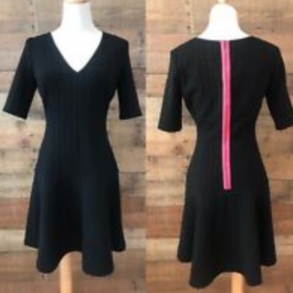 Banana Republic Black Textured Dress With Pink Zip - Picture 3 of 9